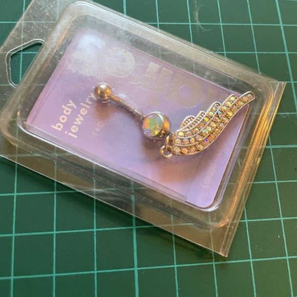 14 gauge belly ring wing rhinestones - Picture 1 of 6
